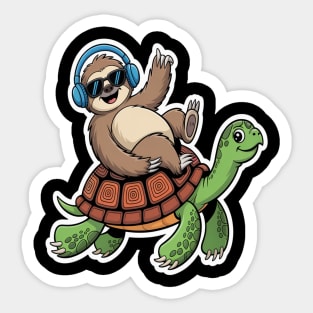 Sloth Riding Turtle Sticker